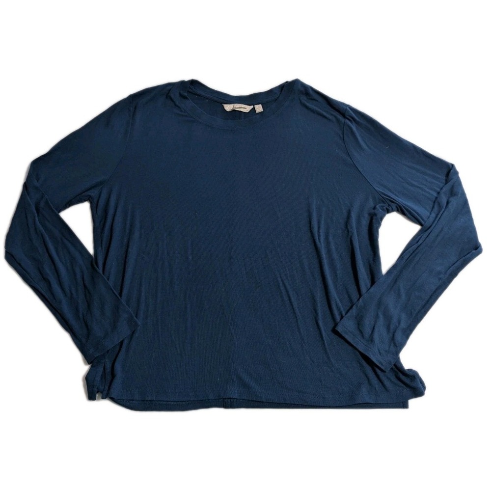 Athleta Navy Blue Long‎ Sleeve Crew Neck Tee Shirt Women's Large